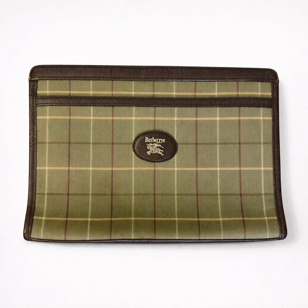 Vintage Burberrys Tartan Nova Check Canvas Pouch Clutch Toiletry Bag Old Money